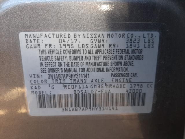 2017 NISSAN SENTRA S 3N1AB7AP9HY314141