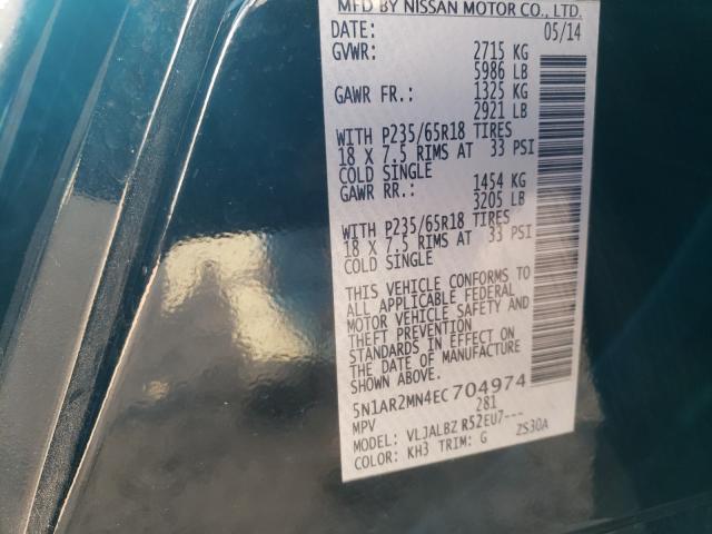 2014 NISSAN PATHFINDER 5N1AR2MN4EC704974