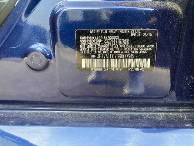 2016 SUBARU WRX PREMIU JF1VA1E67G9800649