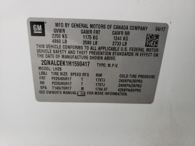 2017 CHEVROLET EQUINOX LT 2GNALCEK1H1590417