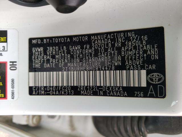 2017 TOYOTA COROLLA L 2T1BURHE8HC814478