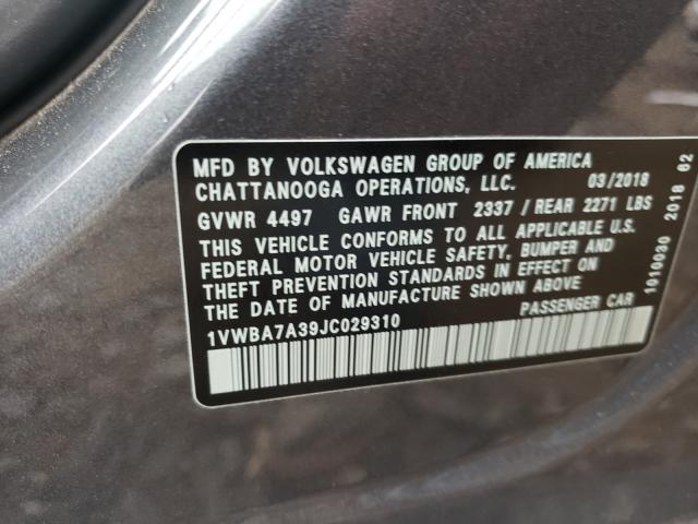 2018 VOLKSWAGEN PASSAT SE 1VWBA7A39JC029310