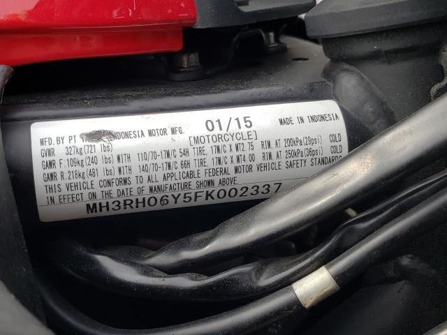2015 YAMAHA YZFR3 MH3RH06Y5FK002337
