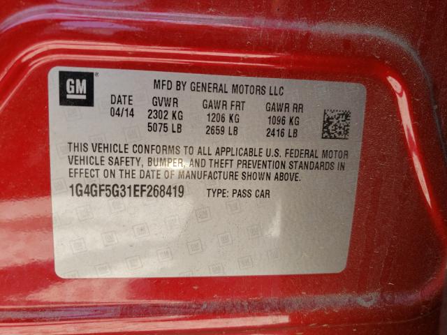 2014 BUICK LACROSSE T 1G4GF5G31EF268419