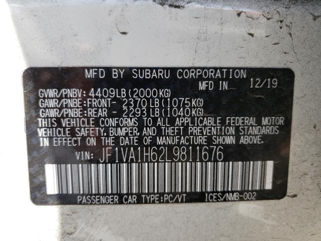 2020 SUBARU WRX LIMITE JF1VA1H62L9811676