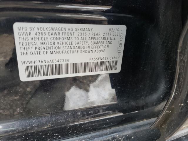 2010 VOLKSWAGEN CC LUXURY WVWHP7AN5AE547366