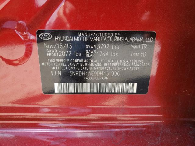 2013 HYUNDAI ELANTRA GL 5NPDH4AE9DH451996