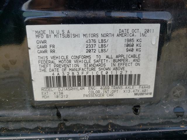 2012 MITSUBISHI GALANT ES 4A32B3FF1CE011271