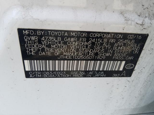2016 LEXUS IS 350 JTHCE1D25G5011829
