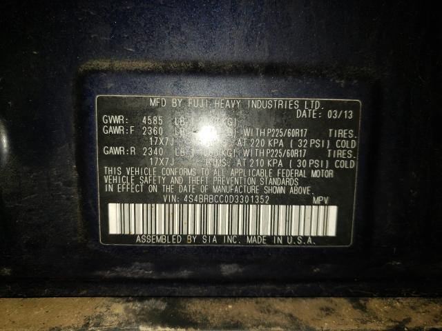 2013 SUBARU OUTBACK 4S4BRBCC0D3301352