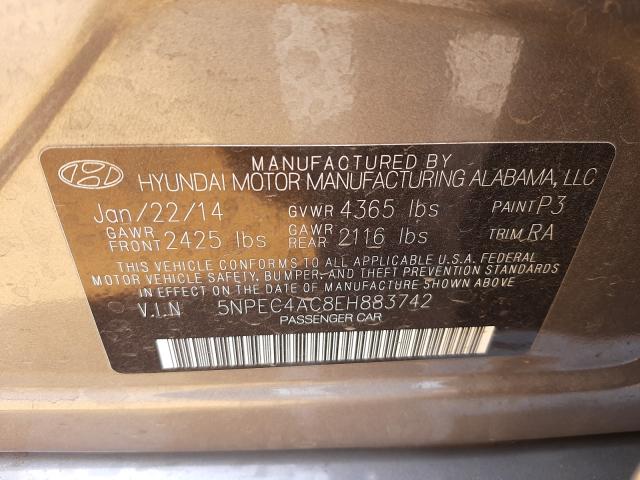 2014 HYUNDAI SONATA SE 5NPEC4AC8EH883742
