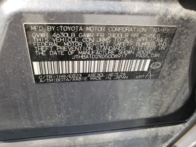 2016 LEXUS IS 200T JTHBA1D2XG5008917