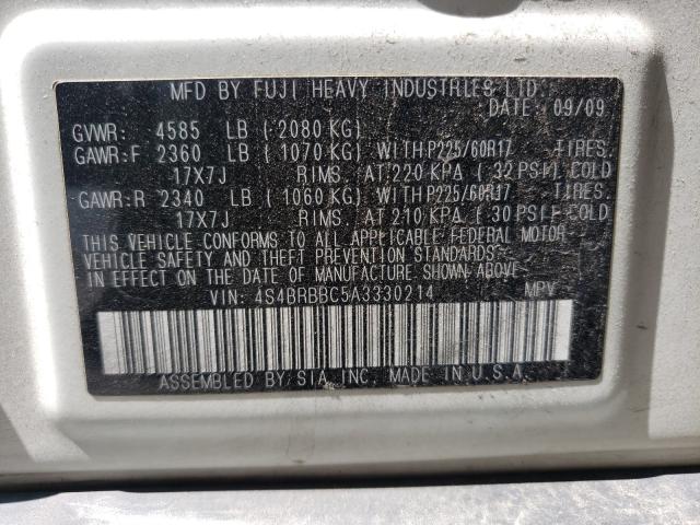 2010 SUBARU OUTBACK 2. 4S4BRBBC5A3330214