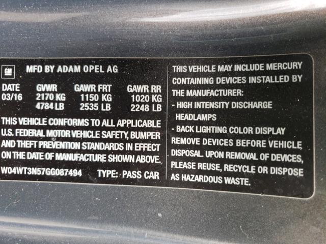 2016 BUICK CASCADA PR W04WT3N57GG087494