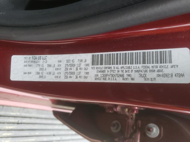 2019 RAM 1500 LIMIT 1C6SRFHT9KN752406