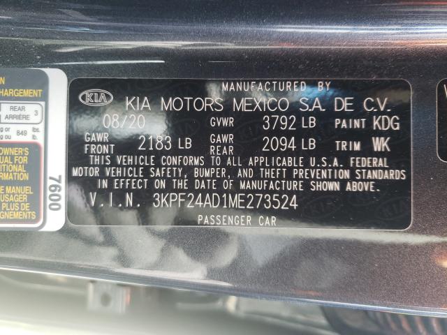 2021 KIA FORTE 3KPF24AD1ME273524