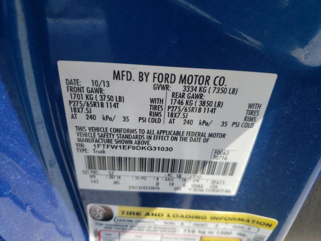 2013 FORD F150 SUPER 1FTFW1EF9DKG31030