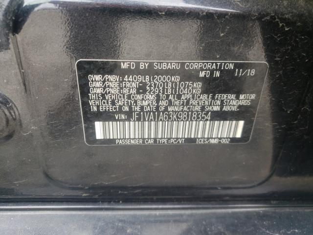 2019 SUBARU WRX JF1VA1A63K9818354