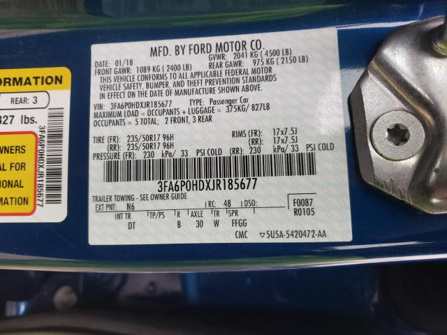 3FA6P0HDXJR185677 Ford Fusion Se 2018. Фото: 9