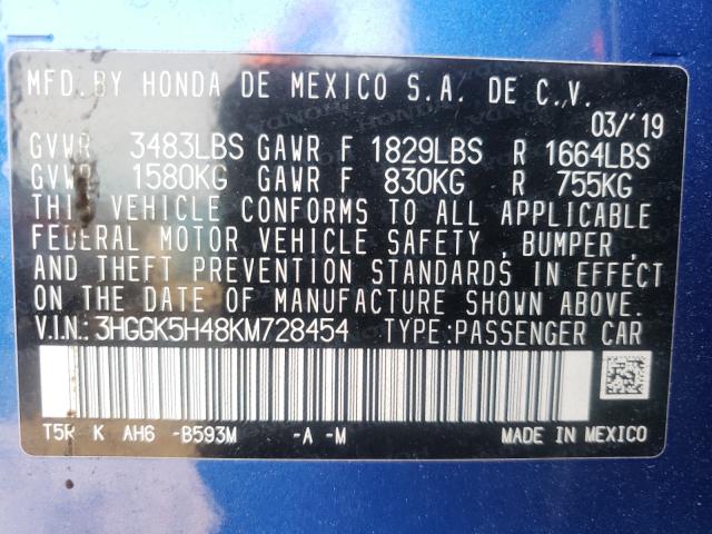 2019 HONDA FIT LX 3HGGK5H48KM728454