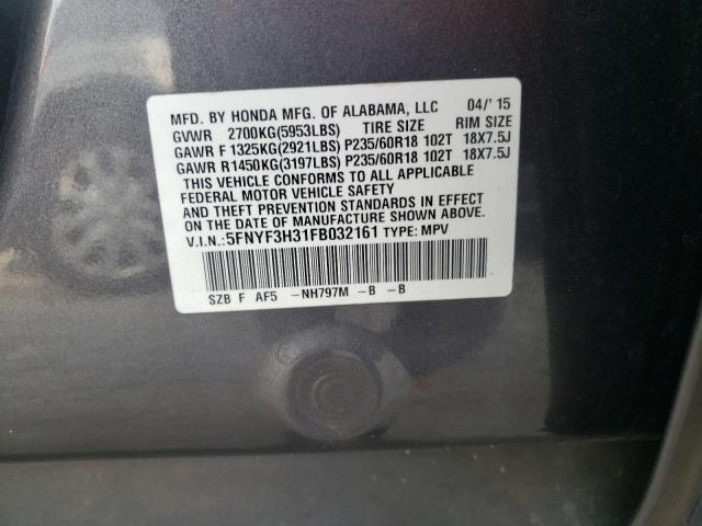 2015 HONDA PILOT SE 5FNYF3H31FB032161