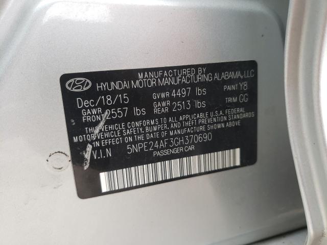 2016 HYUNDAI SONATA SE 5NPE24AF3GH370690