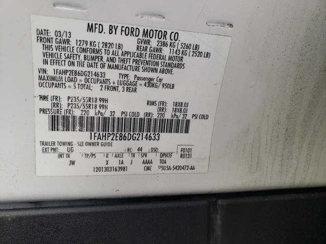 2013 FORD TAURUS SEL 1FAHP2E86DG214633
