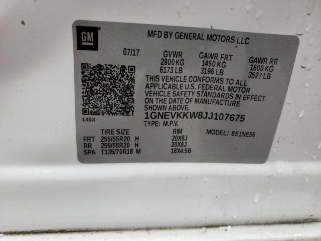 2018 CHEVROLET TRAVERSE H 1GNEVKKW8JJ107675