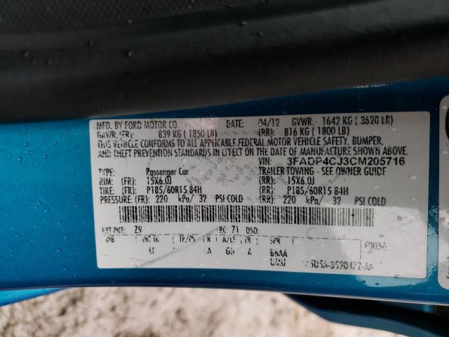 2012 FORD FIESTA 3FADP4CJ3CM205716