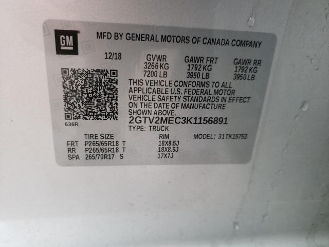 2019 GMC SIERRA LIM 2GTV2MEC3K1156891