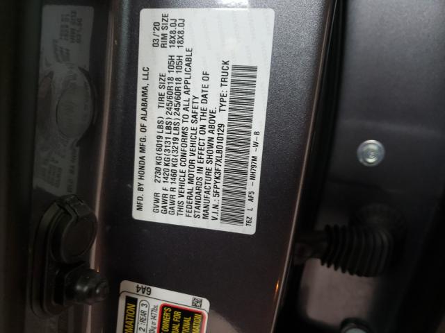 2020 HONDA RIDGELINE 5FPYK3F7XLB010129