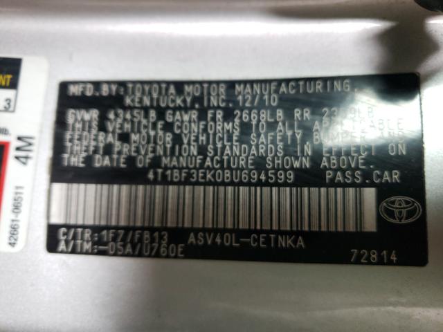 2011 TOYOTA CAMRY BASE 4T1BF3EK0BU694599