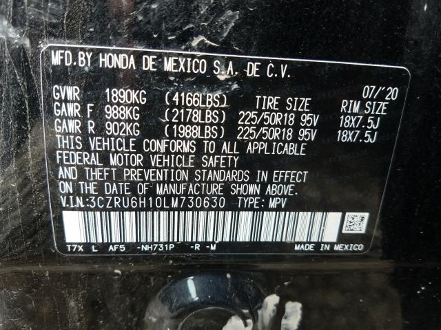 2020 HONDA HR-V SPORT 3CZRU6H10LM730630