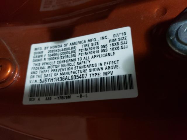 2010 HONDA ELEMENT LX 5J6YH1H36AL005407