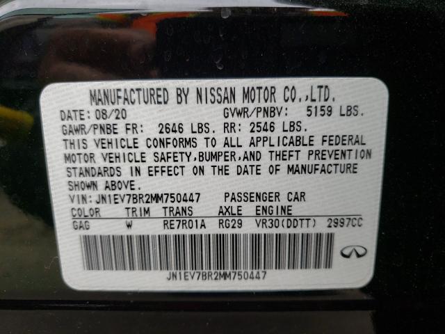 2021 INFINITI Q50 LUXE JN1EV7BR2MM750447