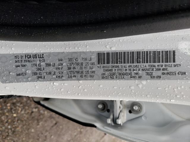 2019 RAM 1500 REBEL 1C6SRFLT0KN849145