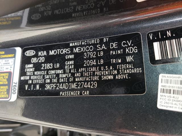 2021 KIA FORTE FE 3KPF24AD1ME274429