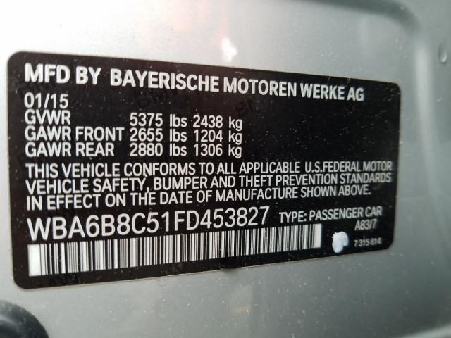 VIN WBA6B8C51FD453827 2015 BMW 6 Series, 640 Xi Gra... no.10