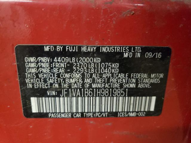 2017 SUBARU WRX JF1VA1B61H9819851