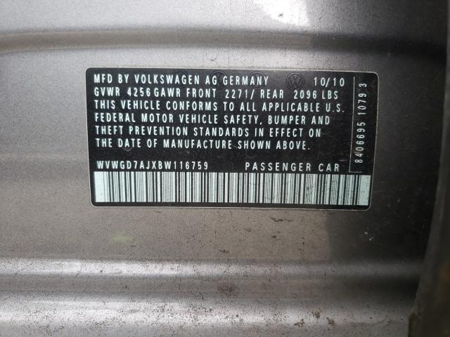 2011 VOLKSWAGEN GTI WVWGD7AJXBW116759