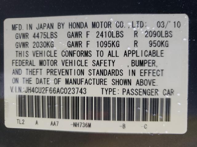 2010 ACURA TSX JH4CU2F66AC023743
