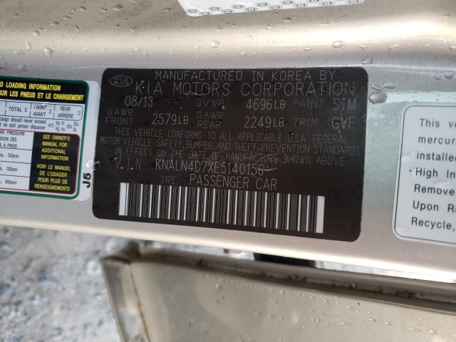 2014 KIA CADENZA PR KNALN4D7XE5140156