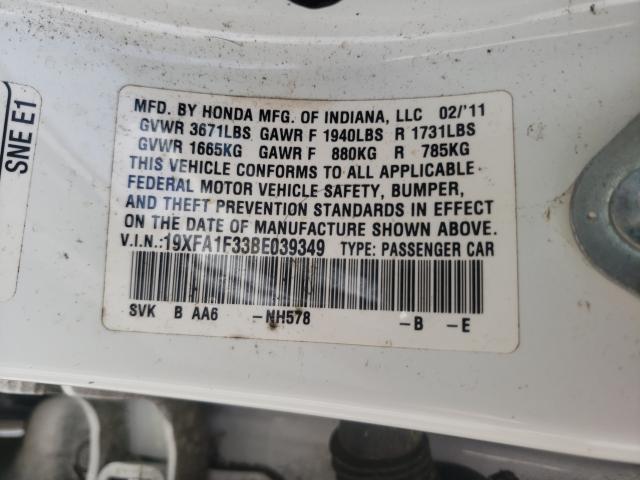 2011 HONDA CIVIC VP 19XFA1F33BE039349