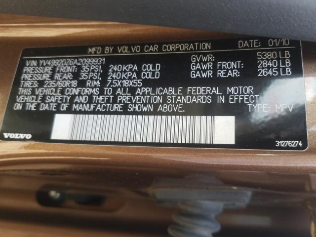 2010 VOLVO XC60 T6 YV4992DZ6A2099931