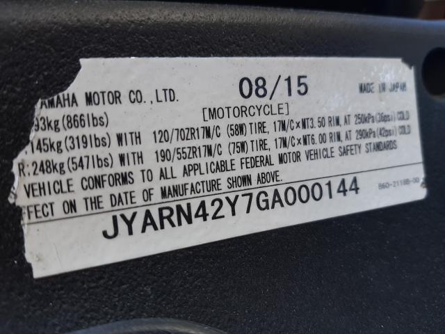 2016 YAMAHA YZFR1S C JYARN42Y7GA000144