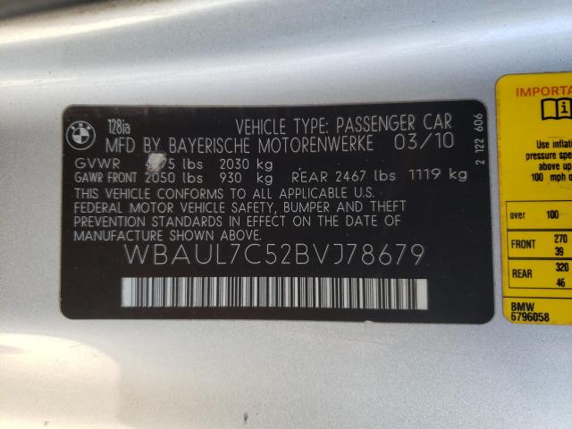 2011 BMW 128 I WBAUL7C52BVJ78679