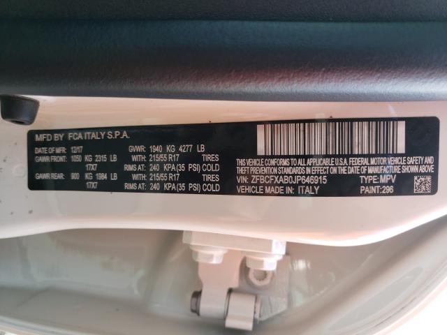 2018 FIAT 500X POP ZFBCFXAB0JP646915