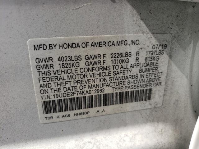 2019 ACURA ILX PREMIU 19UDE2F74KA012962