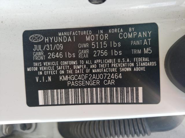 2010 HYUNDAI GENESIS 4. KMHGC4DF2AU072464