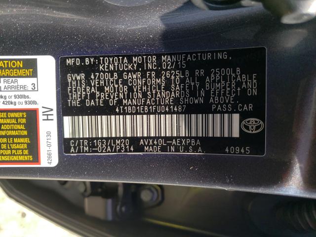 2015 TOYOTA AVALON HYB 4T1BD1EB1FU041487